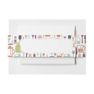 Pattern with colourful cooking icons invitation belly band
