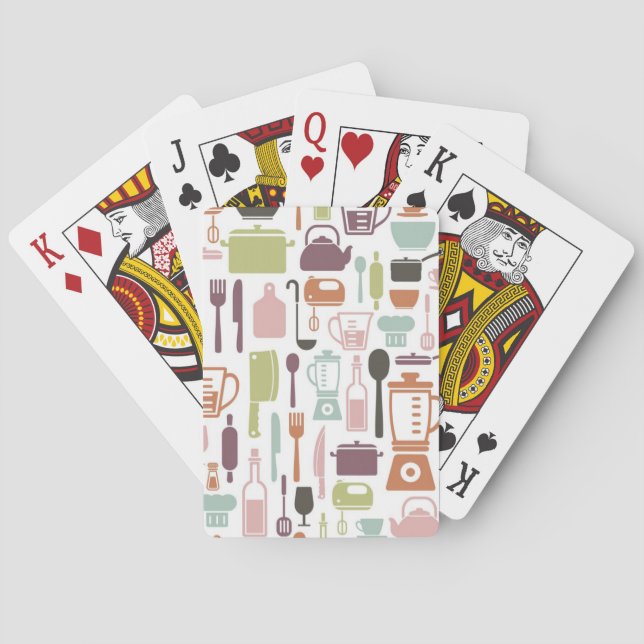 Pattern with colourful cooking icons playing cards (Back)