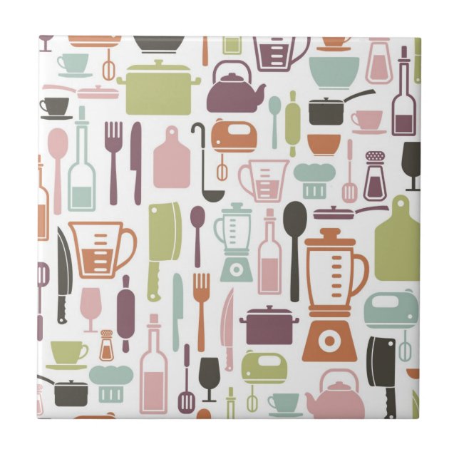 Pattern with colourful cooking icons tile (Front)