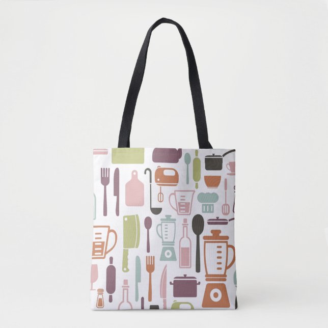 Pattern with colourful cooking icons tote bag (Front)