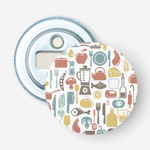 Pattern with cooking icons bottle opener