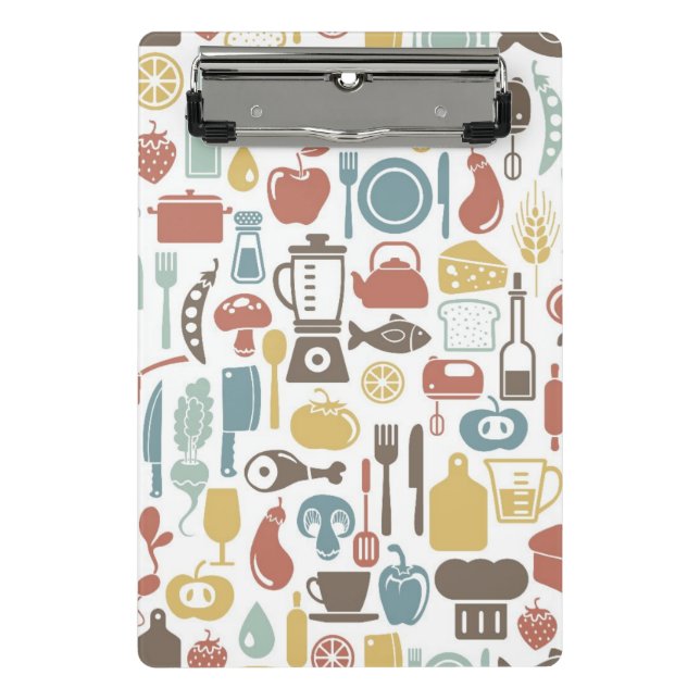 Pattern with cooking icons mini clipboard (Front)