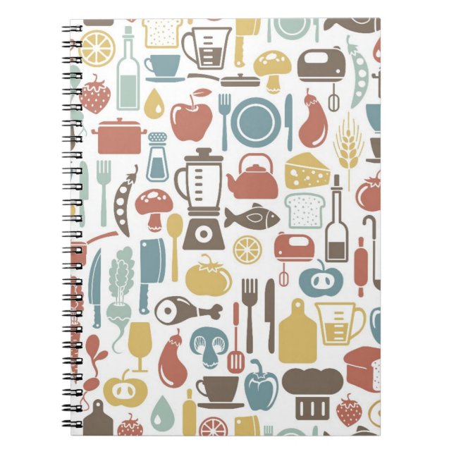 Pattern with cooking icons notebook (Front)