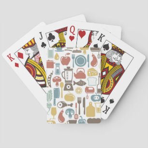 Pattern with cooking icons playing cards