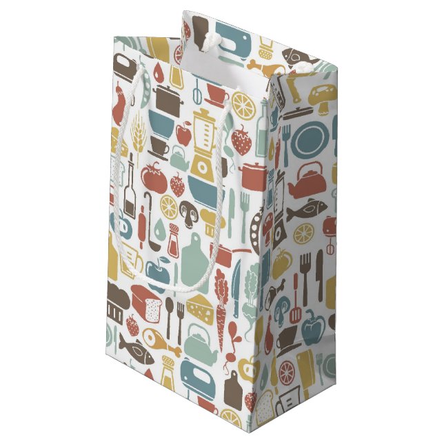 Pattern with cooking icons small gift bag (Back Angled)