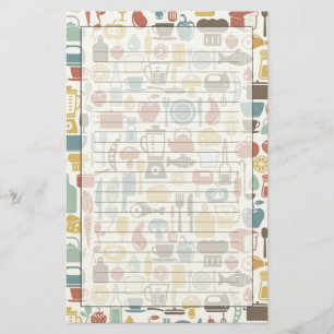 Pattern with cooking icons stationery