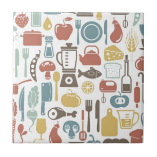 Pattern with cooking icons tile