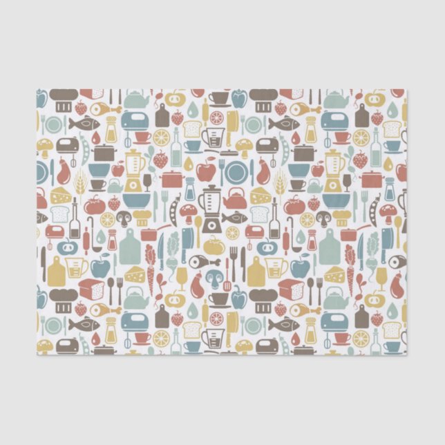 Pattern with cooking icons tissue paper (Front)