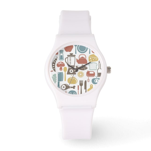 Pattern with cooking icons watch (Front)