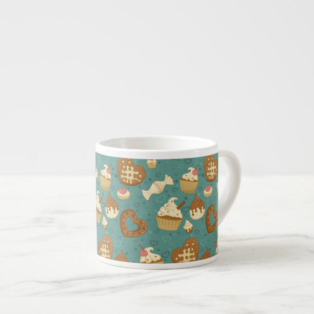 Pattern with cupcakes and candies espresso cup (Front Right)