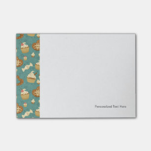 Pattern with cupcakes and candies post-it notes