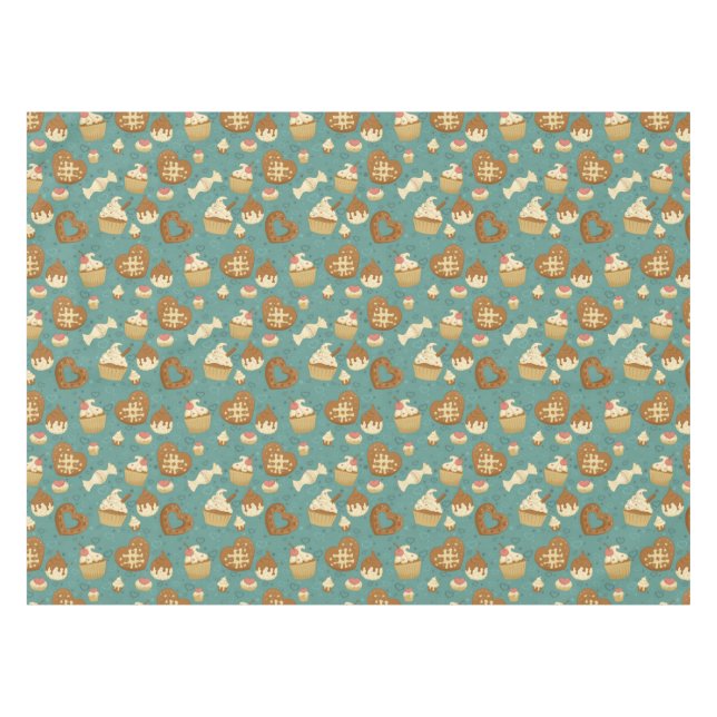 Pattern with cupcakes and candies tablecloth (Front (Horizontal))
