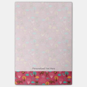 Pattern with cute birds and cats post-it notes
