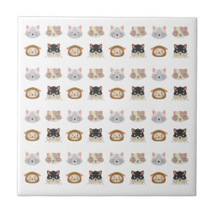 Pattern with Cute Cat Heads Tile