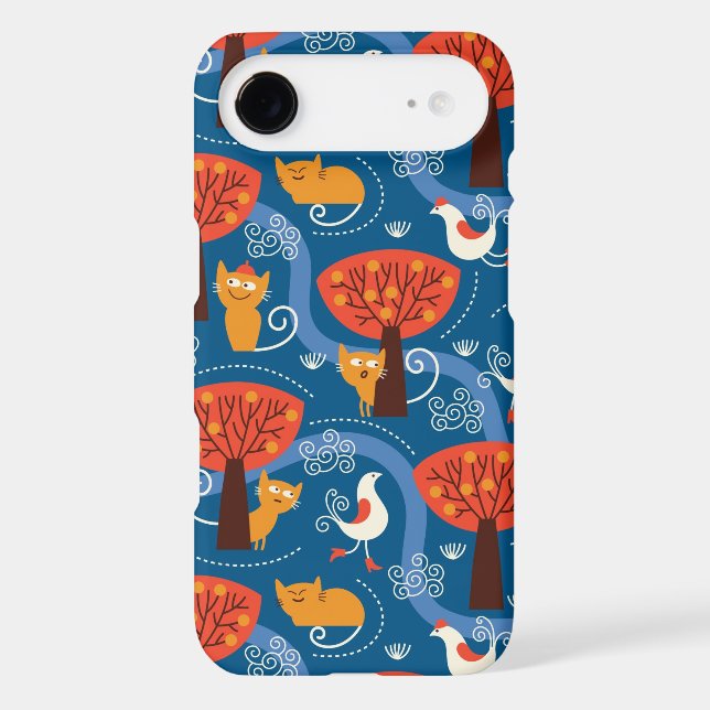pattern with cute cats and birds Case-Mate iPhone case (Back)