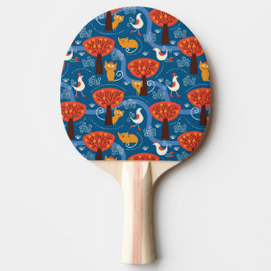 pattern with cute cats and birds ping pong paddle