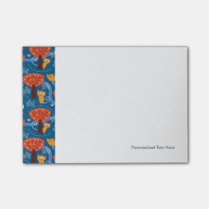 pattern with cute cats and birds post-it notes