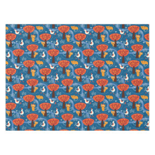 pattern with cute cats and birds tablecloth