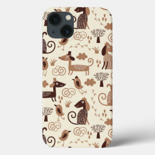pattern with cute dogs iPhone 13 case