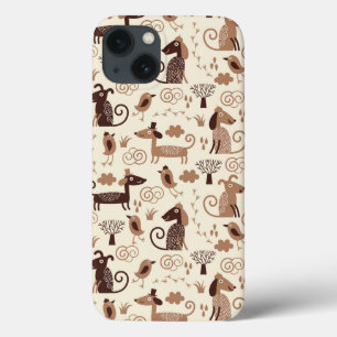 pattern with cute dogs iPhone 13 case