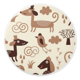 pattern with cute dogs ceramic knob