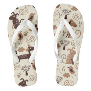 pattern with cute dogs flip flops