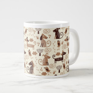 pattern with cute dogs large coffee mug