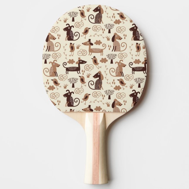 pattern with cute dogs ping pong paddle (Front)