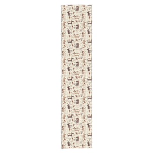 pattern with cute dogs short table runner