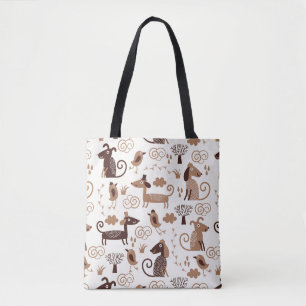 pattern with cute dogs tote bag