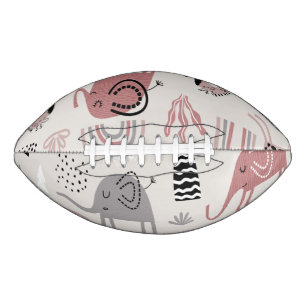 pattern with cute elephants and giraffes giant american football
