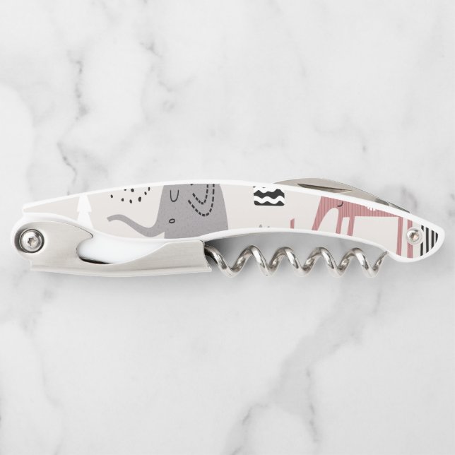 pattern with cute elephants and giraffes giant   corkscrew (Front)