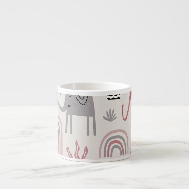 pattern with cute elephants and giraffes giant  espresso cup (Front)