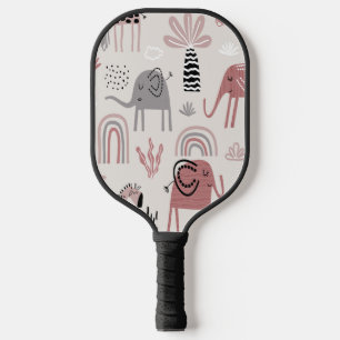 pattern with cute elephants and giraffes giant   pickleball paddle