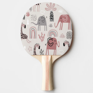 pattern with cute elephants and giraffes giant ping pong paddle
