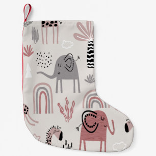 pattern with cute elephants and giraffes giant small christmas stocking