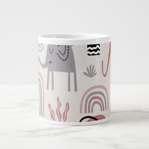 pattern with cute elephants and giraffes large coffee mug