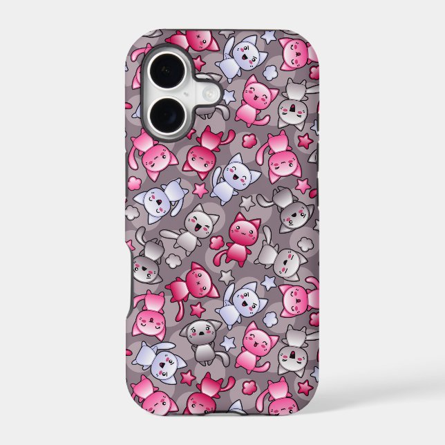 pattern with cute kawaii doodle cats (Back)