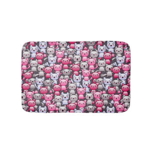 pattern with cute kawaii doodle cats 2 bath mat