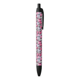 pattern with cute kawaii doodle cats 2 black ink pen