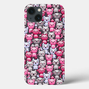 pattern with cute kawaii doodle cats 2 iPhone 13 case