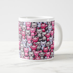 pattern with cute kawaii doodle cats 2 large coffee mug