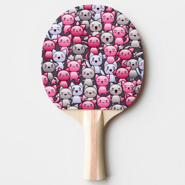 pattern with cute kawaii doodle cats 2 ping pong paddle (Front)