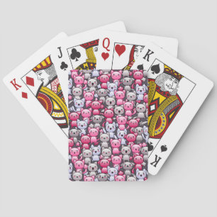 pattern with cute kawaii doodle cats 2 playing cards
