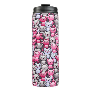 pattern with cute kawaii doodle cats 2 thermal tumbler
