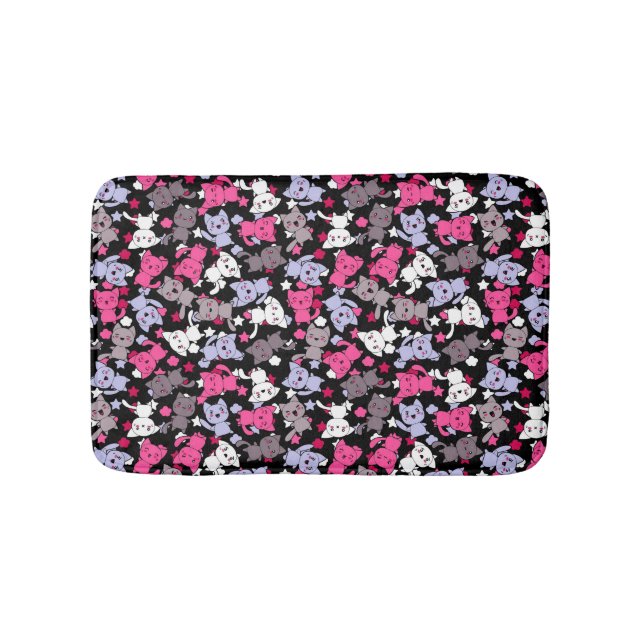 pattern with cute kawaii doodle cats 3 bath mat (Front)