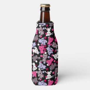 pattern with cute kawaii doodle cats 3 bottle cooler