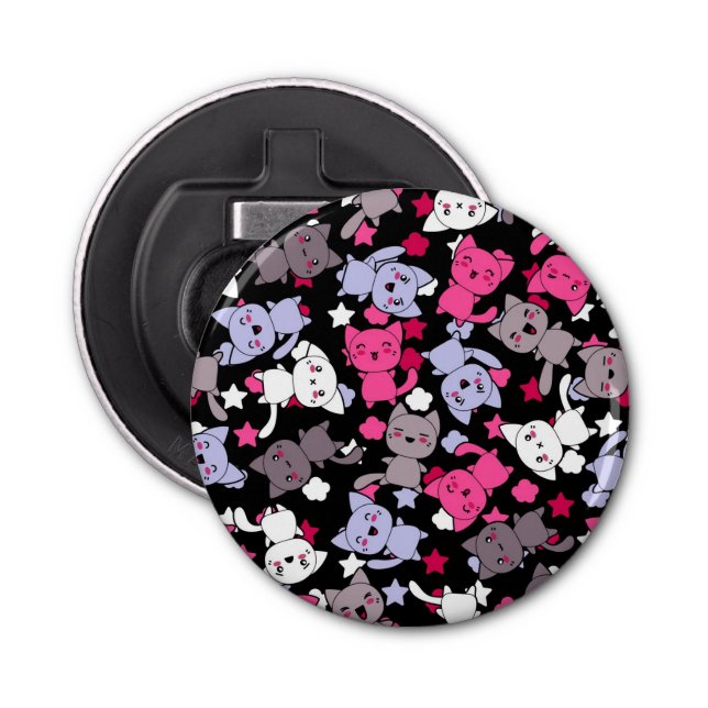 pattern with cute kawaii doodle cats 3 bottle opener (Front)
