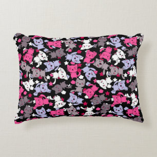 pattern with cute kawaii doodle cats 3 decorative cushion