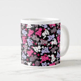 pattern with cute kawaii doodle cats 3 large coffee mug
